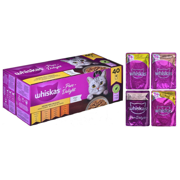 Katzenfutter Whiskas Pure Delight Huhn Truthahn Ente Vögel 40 x 85 g