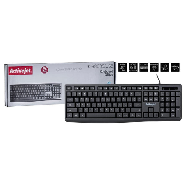 Tastatur Activejet K-3803S Schwarz QWERTY