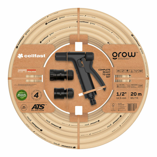 Schlauch-Set mit Zubehör Cellfast Grow 20 m Polyester PVC Polyäthylen Polypropylen Ø 12 mm Beige (20 m)