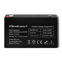 Batterie für Unterbrechungsfreies Stromversorgungssystem USV Qoltec 53072 7200 mAh 6 V