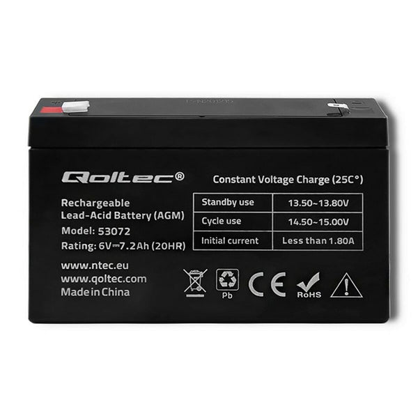 Batterie für Unterbrechungsfreies Stromversorgungssystem USV Qoltec 53072 7200 mAh 6 V