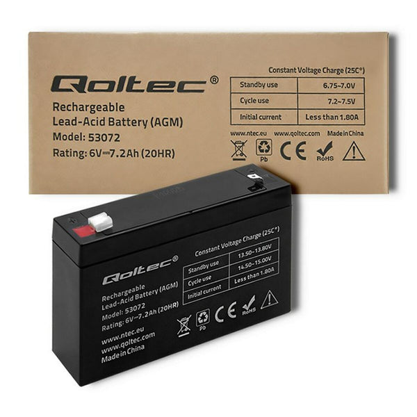 Batterie für Unterbrechungsfreies Stromversorgungssystem USV Qoltec 53072 7200 mAh 6 V