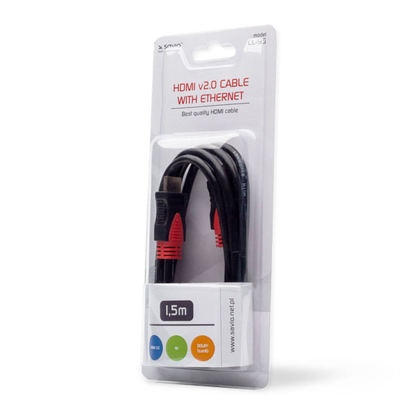 HDMI Kabel Savio CL-95 Schwarz Rot 1,5 m