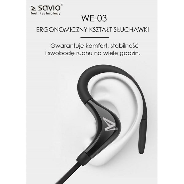 Bluetooth Kopfhörer Sport Savio WE-03 Schwarz