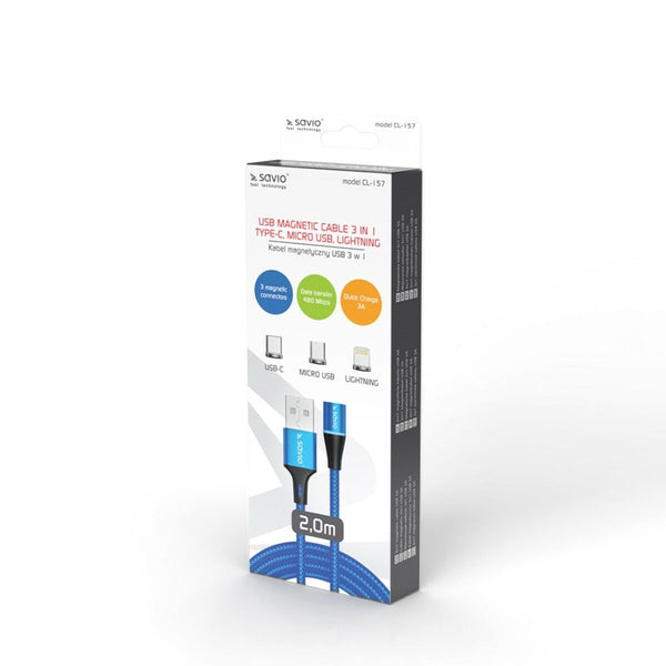 USB-Kabel Savio CL-157 Blau 2 m