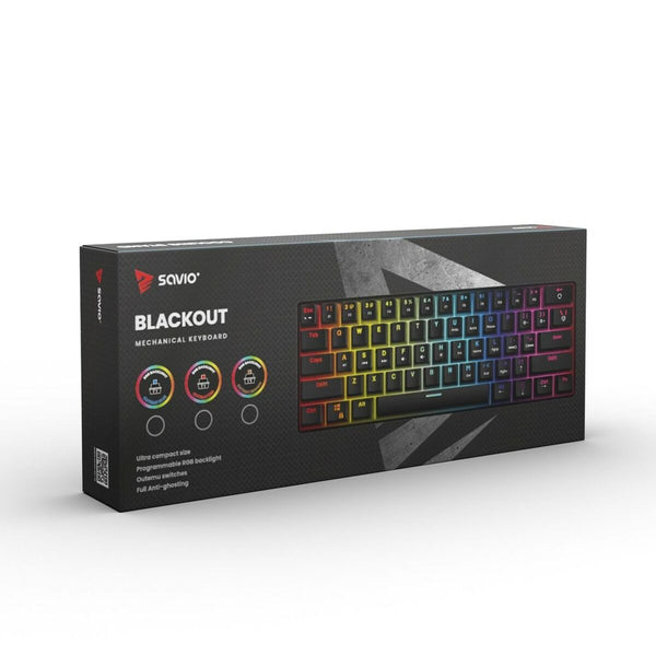 Tastatur Savio BLACKOUT Schwarz Bunt Englisch QWERTY