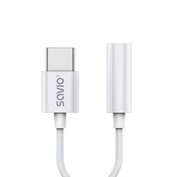 USB-C-zu-Jack 3.5 mm-Adapter Savio AK-51 Weiß 11 cm