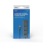 4-Port USB-C Hub Savio AK-57 Ethernet (RJ-45) Grau