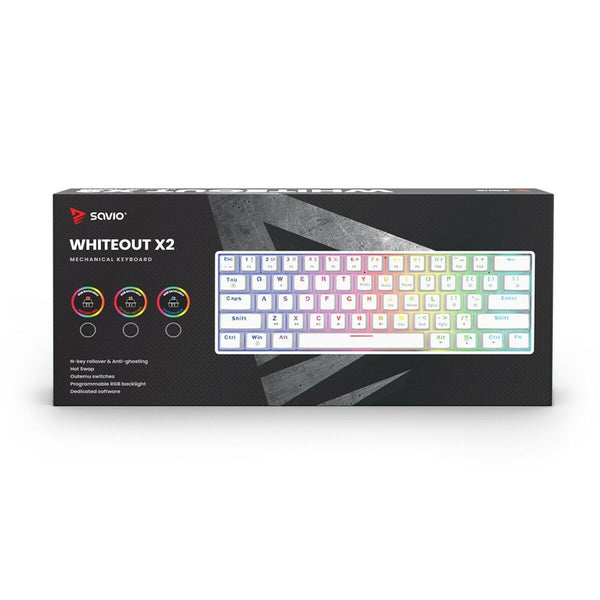 Tastatur Savio WHITEOUT X2 RED Schwarz Qwerty US