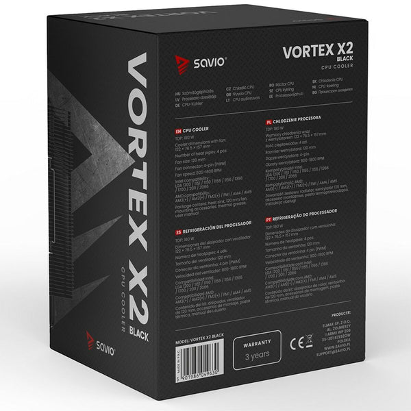 CPU-Kühler Savio VORTEX X2 BLACK
