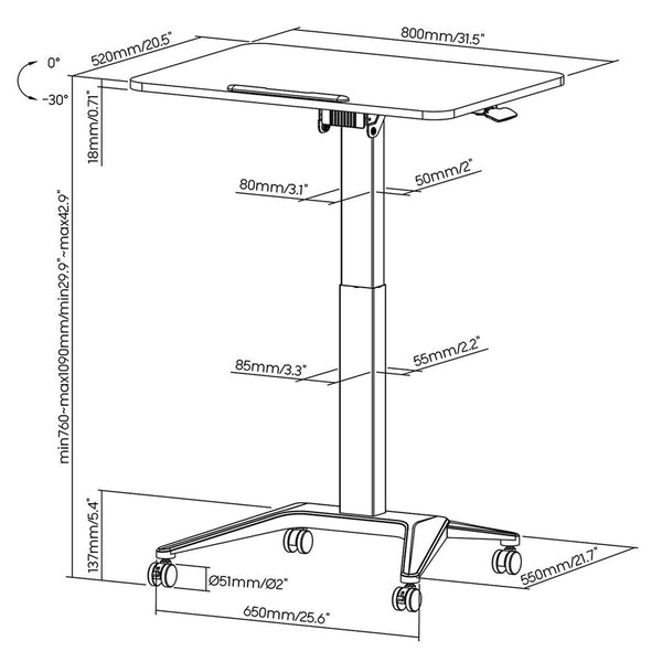 Schreibtisch MacLean MC-453W Weiß Stahl 80 x 52 cm