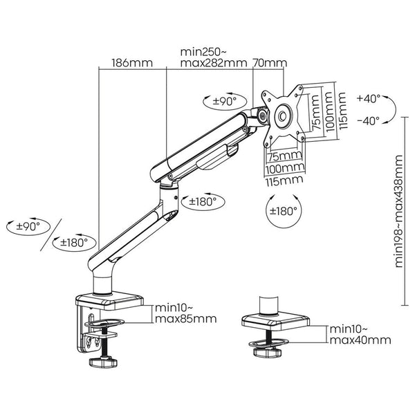 Bildschirm-Träger für den Tisch Ergo Office ER-751 17"