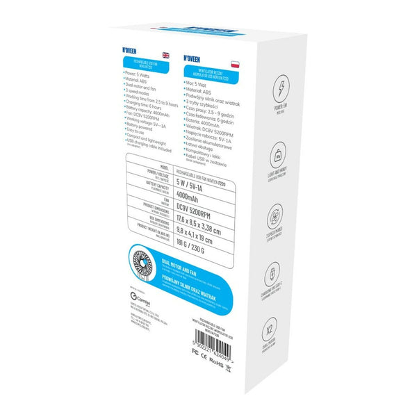 Ventilator USB N'oveen F220 Grau 5 W