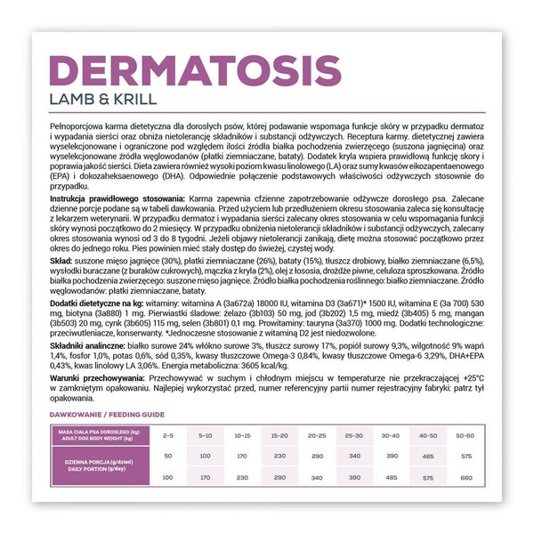 Futter VETEXPERT Dermatosis Dog Lamb & Krill Lamm 2 Kg