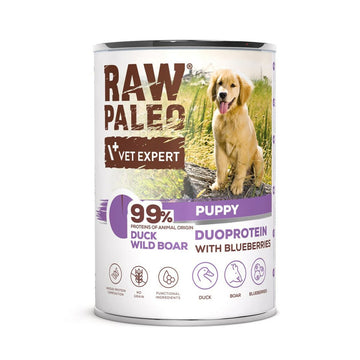 Nassfutter VETEXPERT RAW PALEO Duoprotein Duck & Boar Puppy 400 g