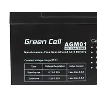 Batterie für Unterbrechungsfreies Stromversorgungssystem USV Green Cell AGM01 12 Ah