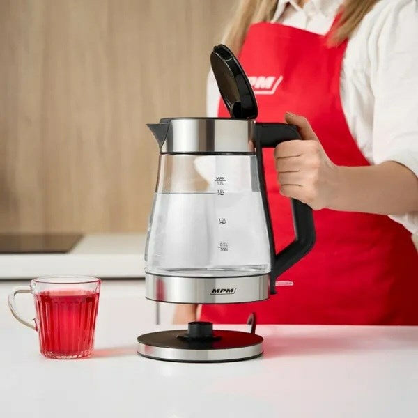 Wasserkocher Mpm MCZ-122 Schwarz Grau Glas Edelstahl 2200 W 1,7 L