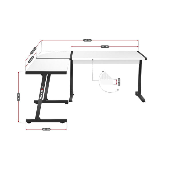 Schreibtisch Huzaro HZ-Hero 6.0 Weiß Stahl Carbonfaser 178 x 4 x 112 cm