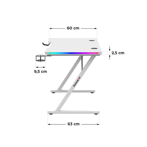 Schreibtisch Gaming Huzaro HZ-Hero 2.5 White RGB Weiß 120 x 75 x 60 cm