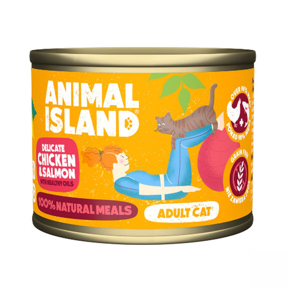 Katzenfutter ANIMAL ISLAND Adult cat Huhn Lachsfarben 200 g