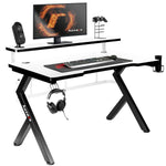 Schreibtisch Gaming Huzaro HZ-Hero 5.0 White Weiß Schwarz Carbonfaser 120 x 60 cm