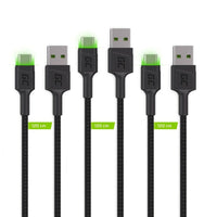 Adapter USB und USB-C Green Cell KABGCSET02 Schwarz 1,2 m (3 Stück)