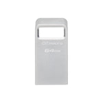 USB Pendrive Kingston DTMC3G2/64GB Schlüsselanhänger Silberfarben Schwarz 64 GB