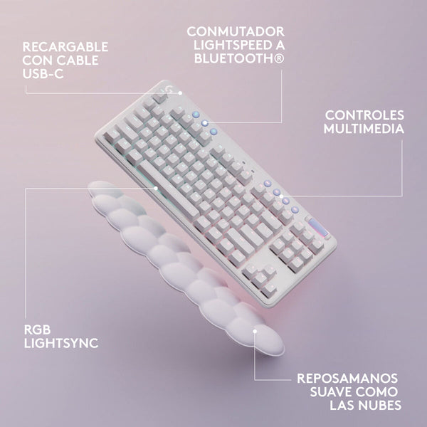 Gaming Tastatur Logitech Weiß Qwerty Spanisch QWERTY (Restauriert A)