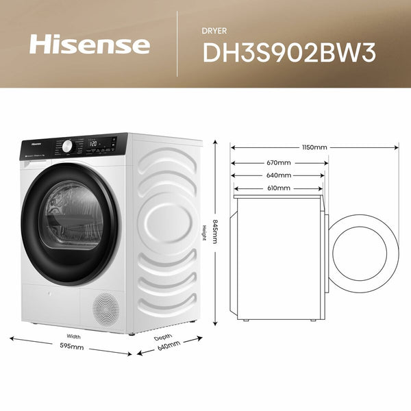 Trockner Hisense DH3S902BW3 9 kg