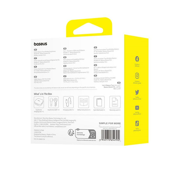 Kabellose Kopfhörer mit Ladebox Baseus Bowie E16 Rosa