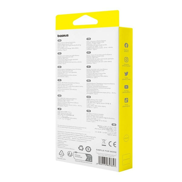 Kopfhörer mit Mikrofon Baseus Encok CZ20 Weiß Schwarz