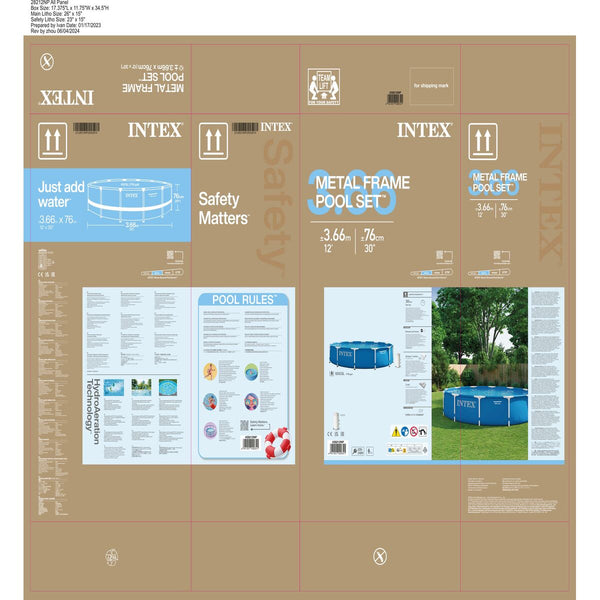 Schwimmbad Abnehmbar Intex 366 x 76 x 366 cm 6503 L