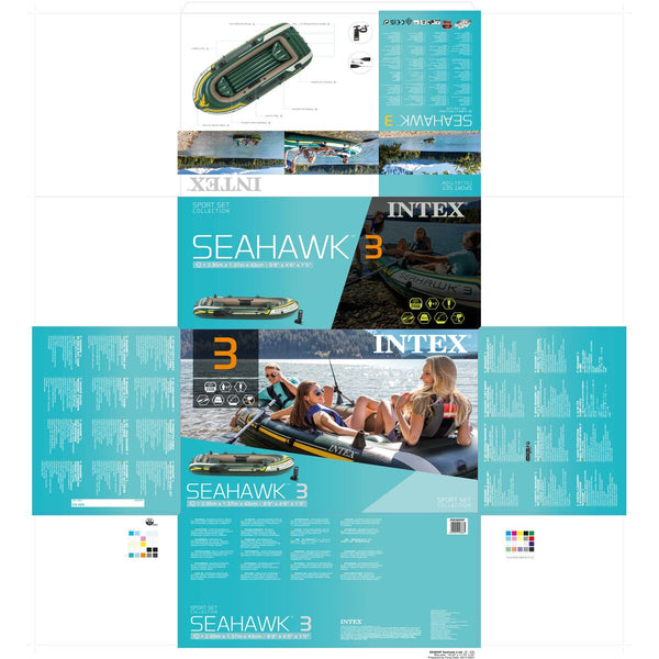Aufblasbarer Boot Intex Seahawk 3 grün 295 x 43 x 137 cm