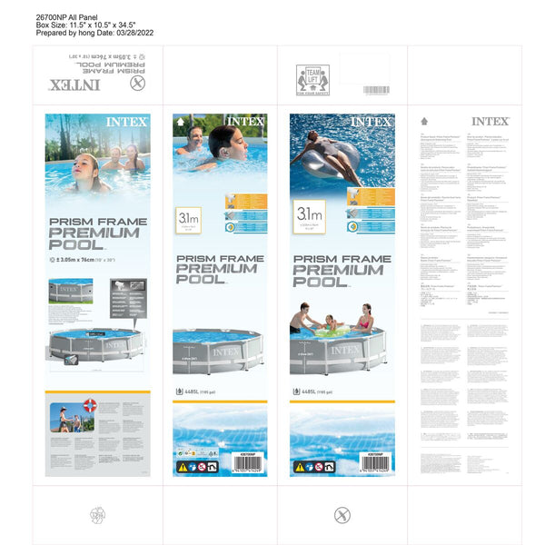 Schwimmbad Abnehmbar Intex 26700NP 305 x 76 x 305 cm 4485 L