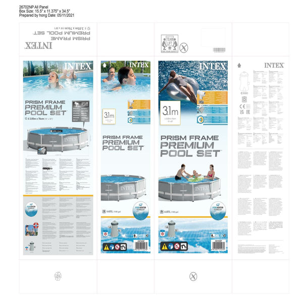 Schwimmbad Abnehmbar Intex Prism Frame 305 x 76 cm 4485 L kreisförmig