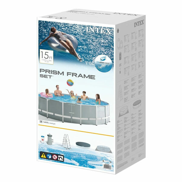 Schwimmbad Abnehmbar Intex Prism Frame 457 x 122 cm Grau 16.805 l