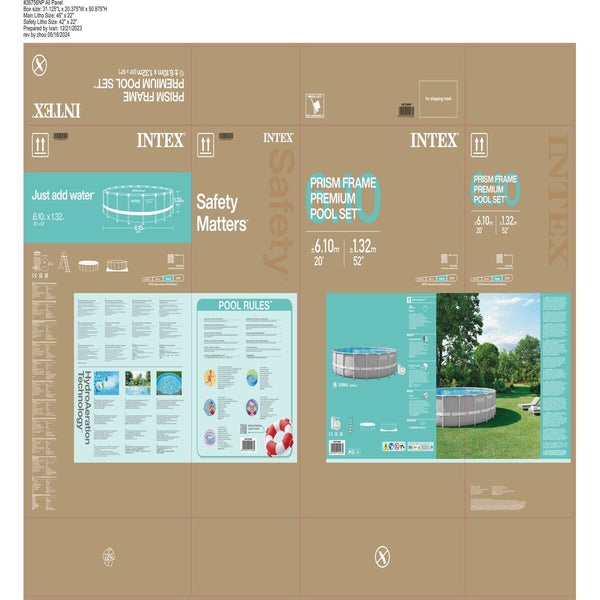 Schwimmbad Abnehmbar Intex 26756NP 610 x 132 x 610 cm