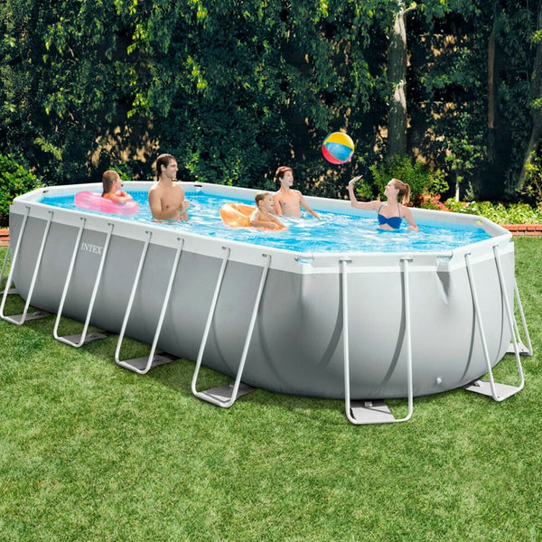 Schwimmbad Abnehmbar Intex Prism Frame 610 x 122 x 305 cm 610 x 305 x 122 cm 18.202 l Grau Oval