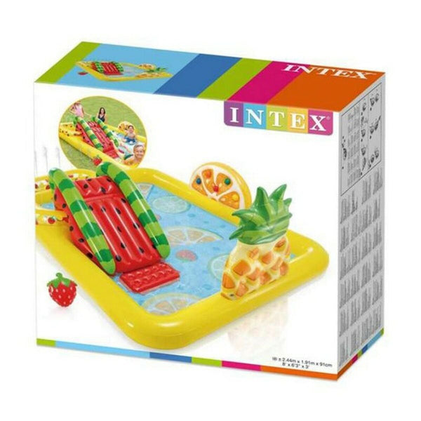 Aufblasbares Planschbecken für Kinder Intex 57158NP Früchte 244 x 191 x 91 cm Spielplatz