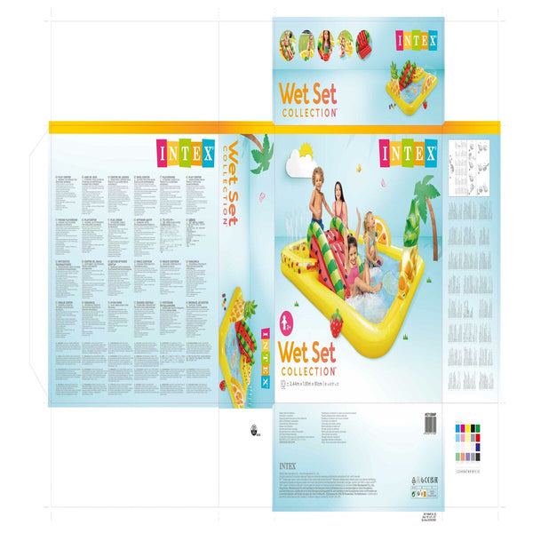 Aufblasbares Planschbecken für Kinder Intex 57158NP Früchte 244 x 191 x 91 cm Spielplatz