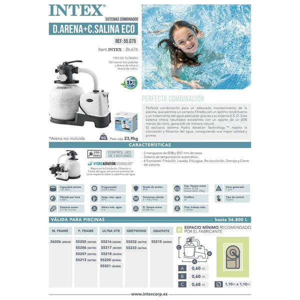 Aufbereitungsanlage für Schwimmbad Intex 26676 350 W