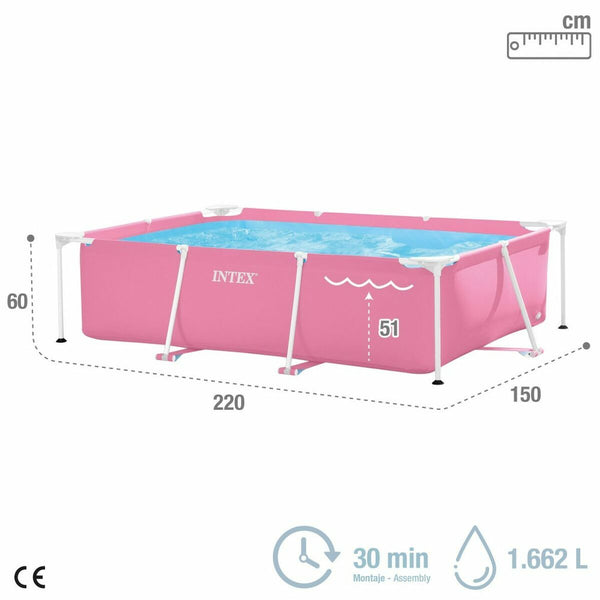 Schwimmbad Abnehmbar Intex 220 x 150 x 60 cm Rosa 1662 L
