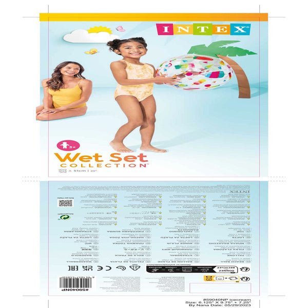 Aufblasbarer Ball Intex 59040NP 51 cm Weiß Bunt