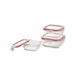 Lunchbox-Set Bergner Walking Anywhere Borosilikatglas cuadradas karriert 320 ml 520 ml 800 Seiten Rot