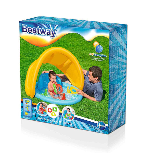 Bestway aufblasbares Lernschwimmbad für Kinder mit abnehmbarem Dach 115x89x76cm +6 Monate Garten 52568