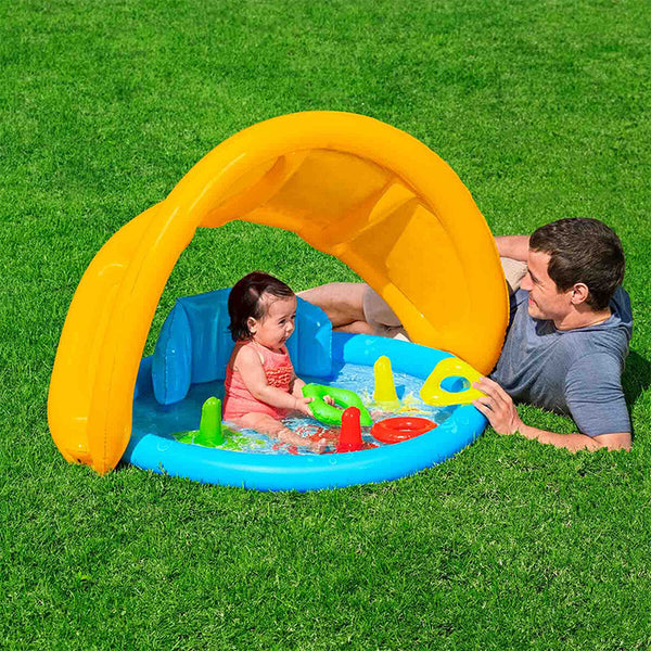 Bestway aufblasbares Lernschwimmbad für Kinder mit abnehmbarem Dach 115x89x76cm +6 Monate Garten 52568