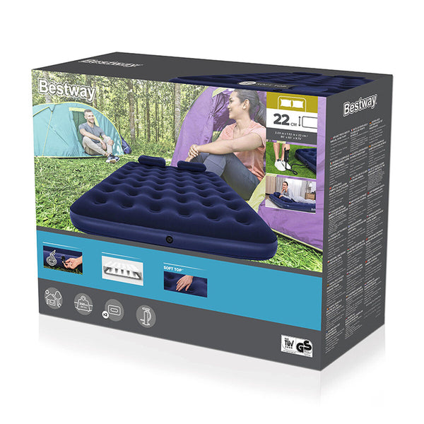 Bestway Doppelmatratze mit Aufbläser und Kissen 203x152x22 cm Aufblasbar und Camping 67374