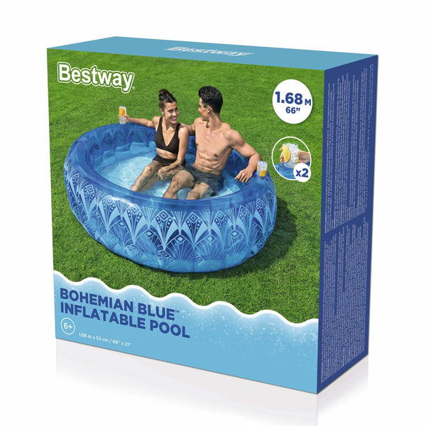 Bestway Aufblasbare Pool Extra Stabil Blau Bohemio 168x53 cm +6 Jahre Garten 54479