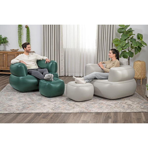 Bestway Sessel Aufblasbar mit Fußstütze Farbwahl 107x99x80/48x48x36 cm Innen 75137