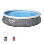 Bestway aufblasbares Pool für Erwachsene Rattanring mit Filter 396x84 cm Garten 57376